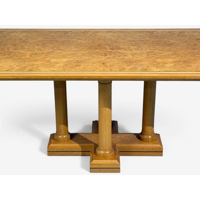 Brown David Linley, Inlaid Dining Table, Burlwood Oak, United Kingdom, 2000s For Sale - Image 8 of 13