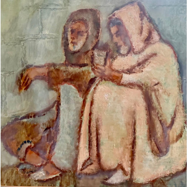 Arieh Allweil, Middle Eastern Men Oil Painting Austrian Israeli Modernist Tel Aviv Museum For Sale In Miami - Image 6 of 8