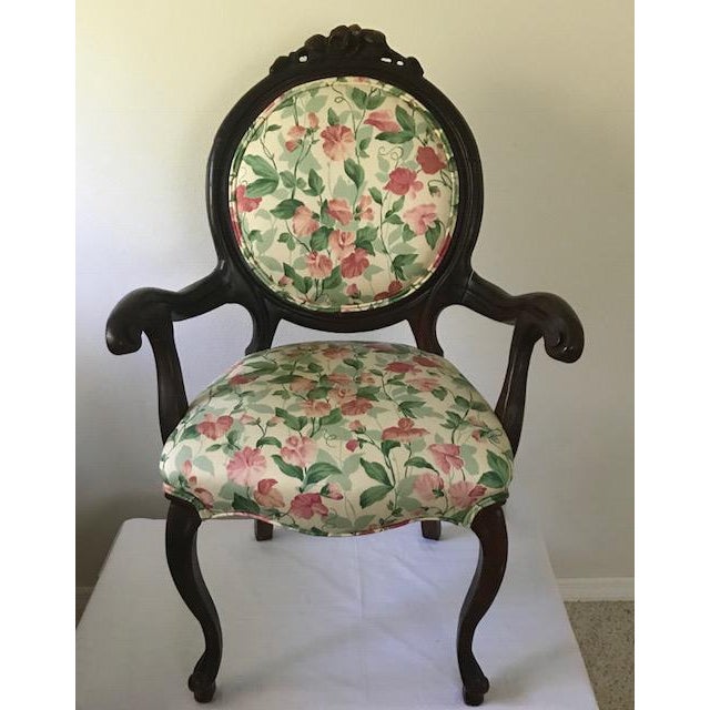 Antique Victorian Floral/Wood Chair Chairish