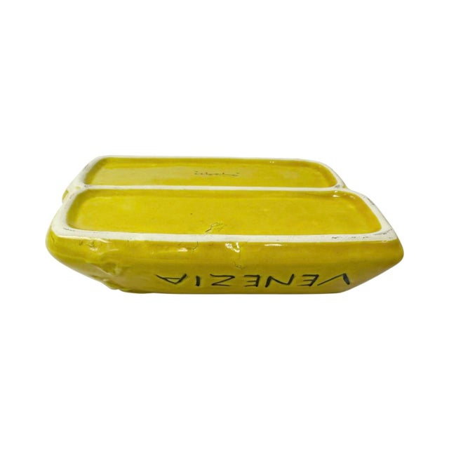 Ceramic Vintage Hotel Cipriani Venezia Italy Ashtray Yellow Ceramic Catchall Dish For Sale - Image 7 of 11