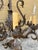 Metal Late 20th Century Wrought Iron Oxidized Tin Electrified Candelabra Chandelier For Sale - Image 7 of 10