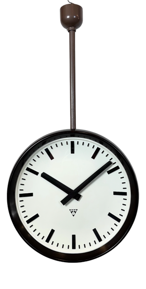 Large Industrial Bakelite Double Sided Factory Clock from Pragotron, 1950s