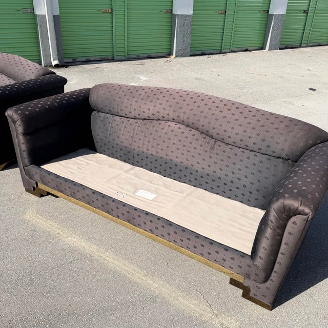 Art Deco Black Sofa Set With Gold Base by Carson’s - Set of 2 For Sale - Image 9 of 12
