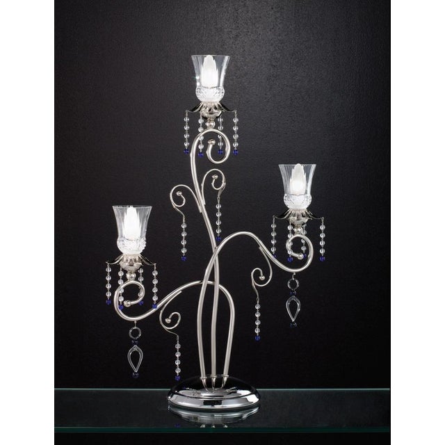 Fenice Crystal 3 Lights Table Lamp in Polished Chrome and Glass by Aggiolight. Dimensions: D 48 x H 71 cm. Materials:...
