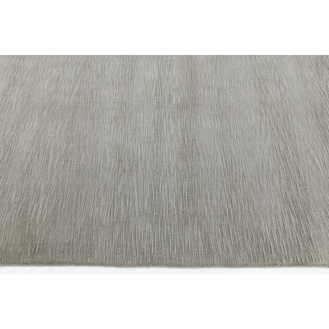 Modern Solid Grey Wool Area Rug – Minimalist Contemporary Neutral Japandi For Sale - Image 9 of 12