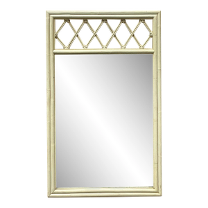 Vintage Coastal Trellis Rattan Mirror