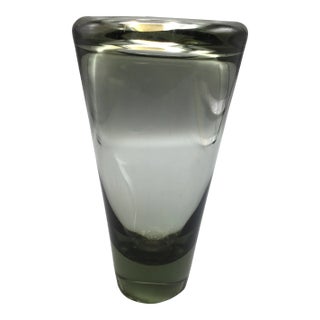 Holmegaard Smoked Gray Glass Signed Vase For Sale