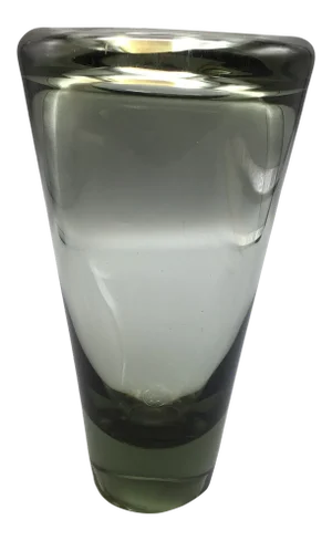 Mid-Century Modern Signed Holmegaard Smoked Gray Glass Vase