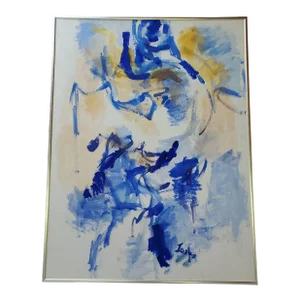 1960s Mid Century Modern Abstract Expressionist Signed Painting, Framed