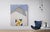 Sunrise by Justin Wheatley | Acrylic on Canvas White Barn With Yellow and Blue Quilt Block For Sale In Denver - Image 6 of 8