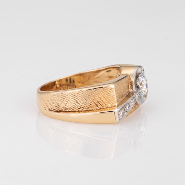 Modern 70s Vintage Diamond Shooting Star Ring Sz 5 Band 14k Gold Celestial Jewelry For Sale - Image 3 of 7