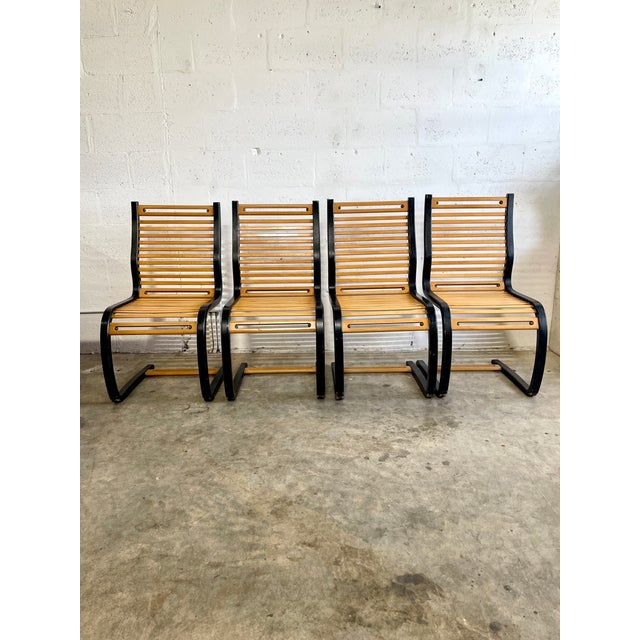Set of 4 Terje Hope "Spring" Cantilevered Dining Chairs for Westnofa. 19w 22d 43h 18s. Norway. 80s.