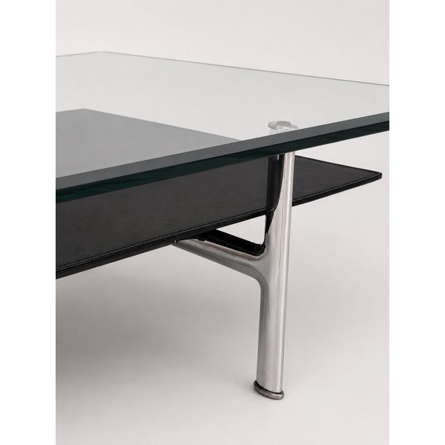 1980s 1980s Antonio Citterio for B&b Italia Leather, Aluminum & Glass Coffee Table For Sale - Image 5 of 18