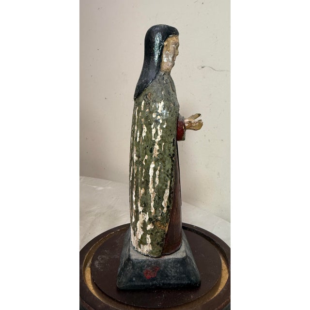 Antique 18th Century Hand Carved Polychrome Wood Spanish Santos Sculpture Statue For Sale - Image 12 of 12