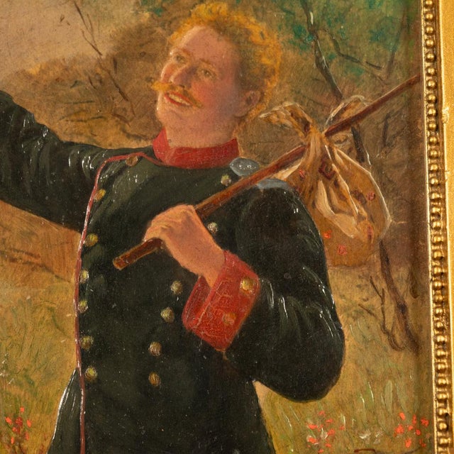 Late 19th Century Antique German Miniature Oil Painting Alpine Bavarian Army Soldier Portrait by Emil Karl Rau, 1898 For Sale - Image 5 of 9