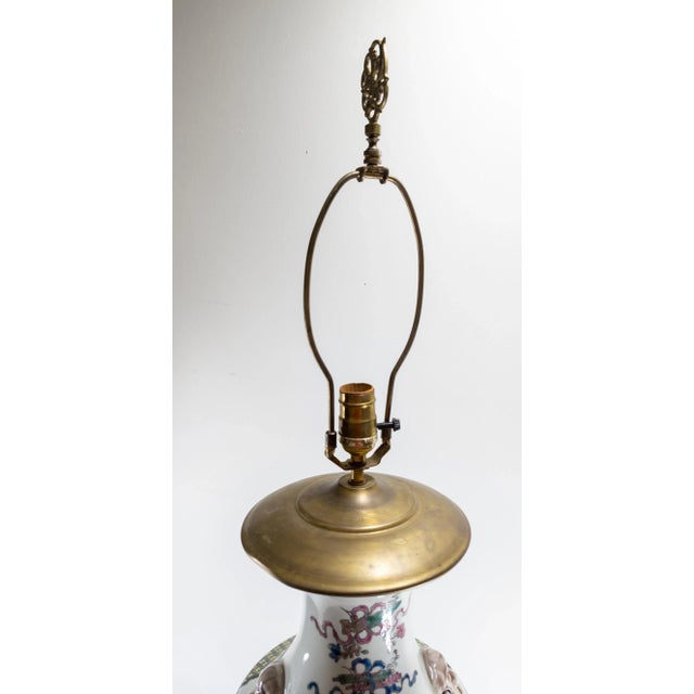 20th Century Chinoiserie Chinese Famille Verte Style Table Lamp For Sale - Image 11 of 11