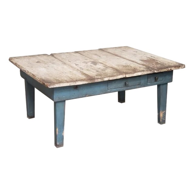 Antique Swedish Gustavian Style Rustic Organic Pine Wood Coffee Table French For Sale