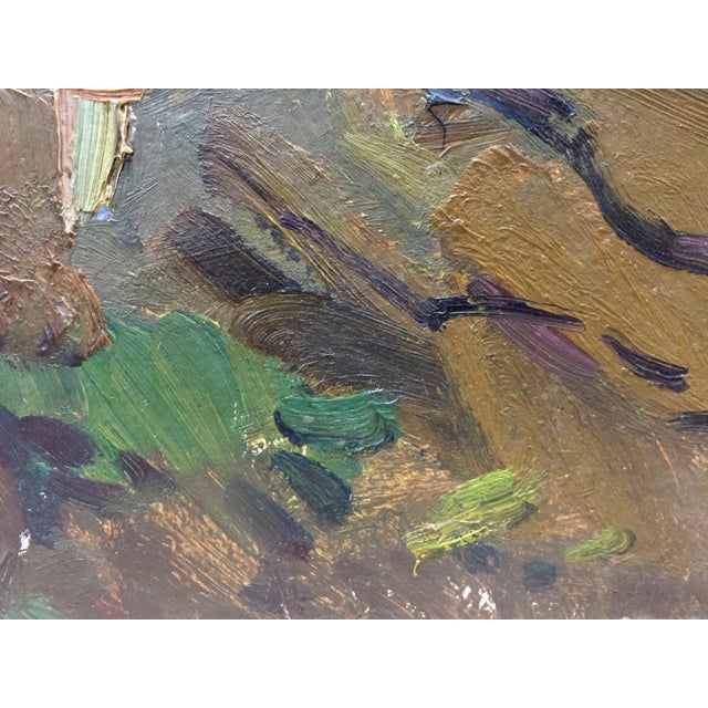 Brown 1970s Oil Painting Mushroom Glade Moses Faybovich Gantman For Sale - Image 8 of 10