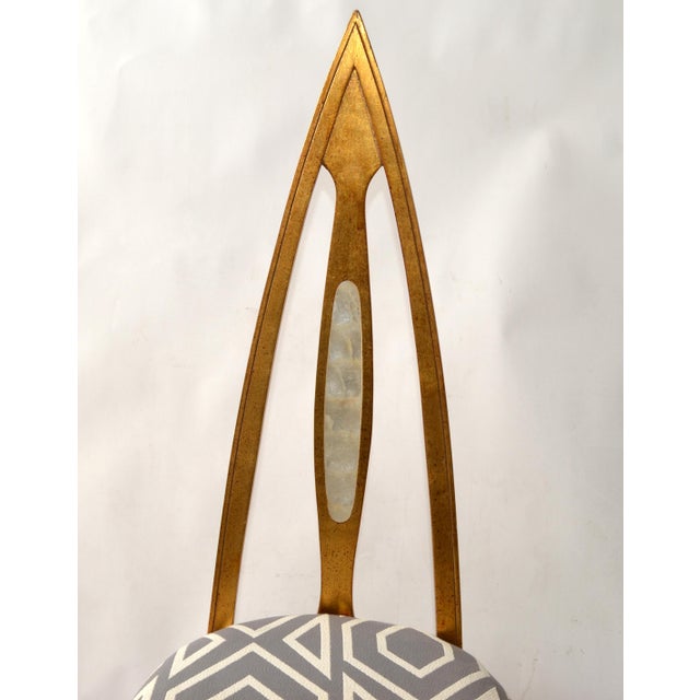 Wood 1930 Art Deco John Turano & Sons Giltwood Mother Pearl Side Accent Chairs, Pair For Sale - Image 7 of 16