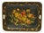 Antique French Country Tole Metal Hand Painted Floral Large Serving Platter Tray For Sale