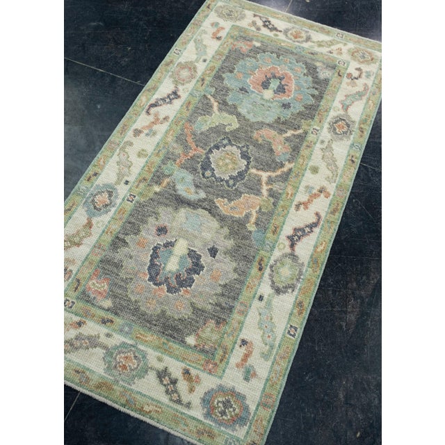Turkish Turkish Oushak Rug 2'7" x 5'1" #17387 For Sale - Image 3 of 8