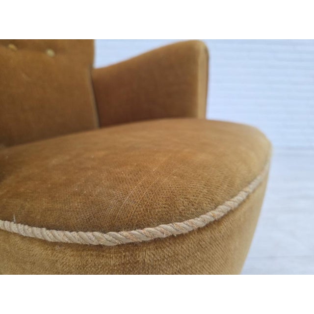 Danish Relax Chair in Honey Yellow Furniture Velour, 1960s For Sale - Image 9 of 18