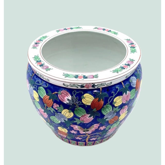 Chinoiserie Chinese Hand Painted Fishbowl Planter For Sale - Image 3 of 5