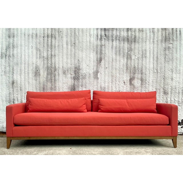 Boho Chic Vintage Boho Kravet Tuxedo Sofa in Perennials Nailhead For Sale - Image 3 of 12