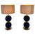 Murano Glass Lamps with Blue Spheres and Ivory Lampshades, Set of 2 For Sale - Image 9 of 9
