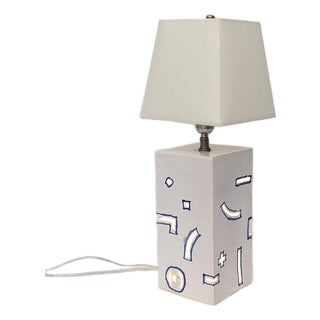 Contemporary Cobalt and White Table Lamp For Sale