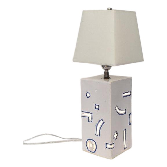Contemporary Cobalt and White Table Lamp For Sale
