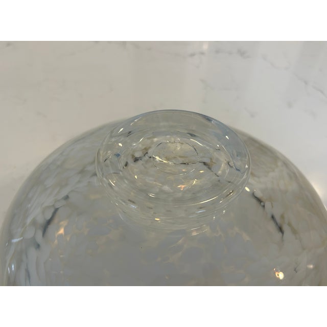 Vintage Hand-Blown Studio Art Glass Compote Bowl With Caramel Ribbon Swirl | Mid-Century Murano-Style Glass For Sale - Image 11 of 12