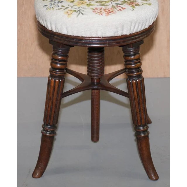 Wood Antique Height Adjustable Piano Stool from Gillows of Lancaster For Sale - Image 7 of 18