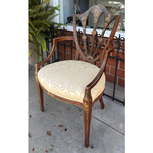 Hepplewhite Antique Hepplewhite Painted Open Armchair - 1 of 2 For Sale - Image 3 of 6