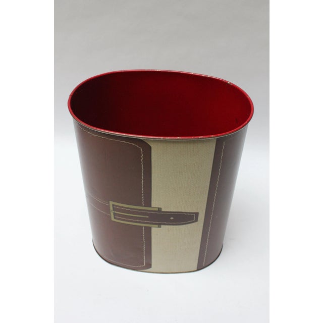 Vintage Cheinco "Pocketbook" Tin Litho Wastebasket For Sale - Image 4 of 13