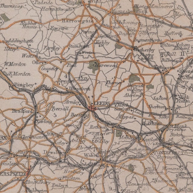 1860's Antique West Yorkshire Map For Sale - Image 11 of 12