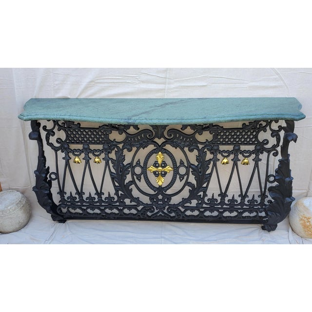 19th Century French Cast Iron Balcony Console Table With Marble Top For Sale - Image 13 of 13