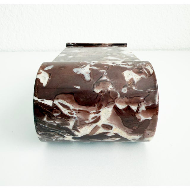 1940s Art Deco Rosso Marble Vanity Box With Rounded Sides For Sale - Image 11 of 13