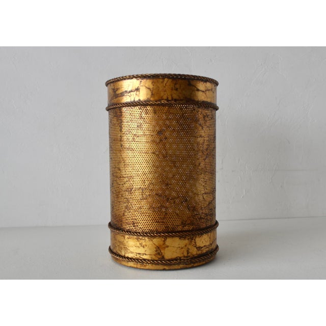 Li Puma Italian Style Regency Gilt Metal Paper Wastebasket Mid-Century Hollywood Regency For Sale - Image 12 of 12