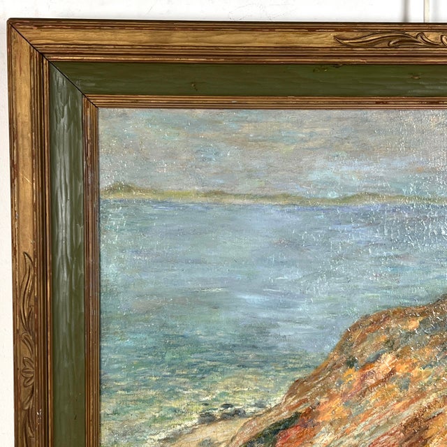 An early 20th century oil on canvas, d. 1917, depicting the Gay Head Cliffs of Aquinnah, on Martha’s Vineyard Island. This...