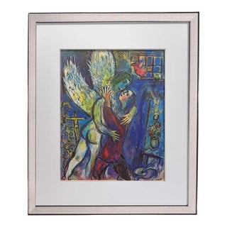 Marc Chagall Color Lithograph Limited Ed. "...Jacob Avec L'ange" Sign W/Frame For Sale