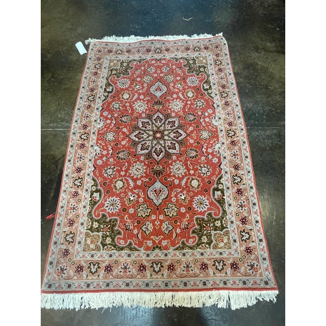 1990s Handwoven Persian Tabriz Area Rug 3'5" X 4'1" For Sale - Image 4 of 8