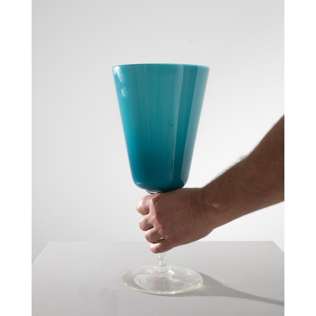 1960s Italian Teal Glass Goblet For Sale - Image 18 of 18