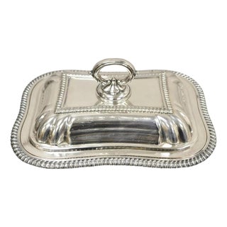Vintage English Regency Silver Plated Covered Vegetable Serving Platter Dish For Sale