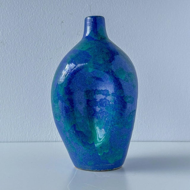 Ceramic Mid 20th Century North Carolina Pottery Pinch Bottle Vase For Sale - Image 7 of 11
