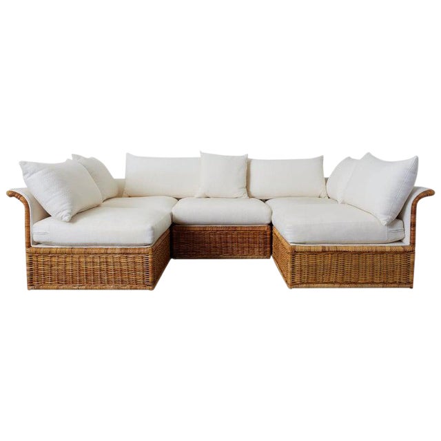 Michael Taylor Style Rattan Wicker Sectional Sofa Chairish