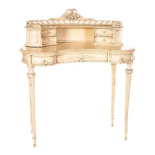 1980s French Provincial White Ladies Writing Desk For Sale