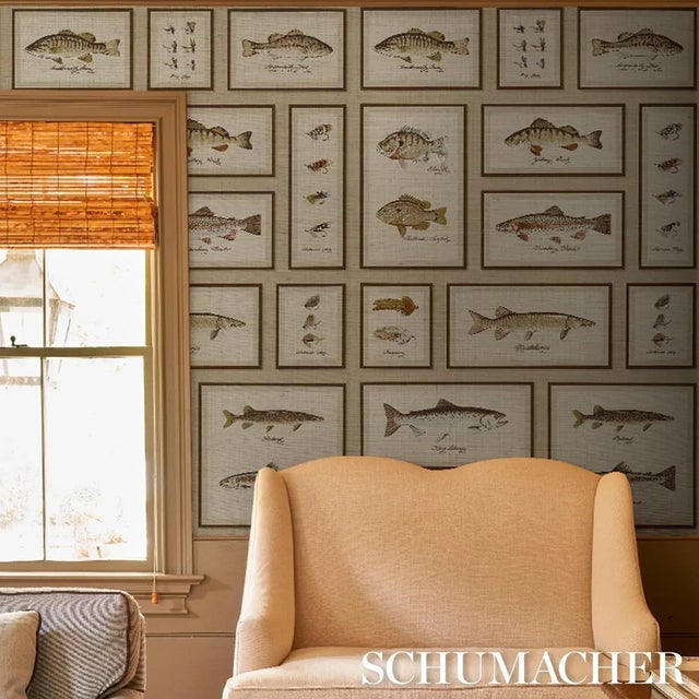 SAMPLE - Schumacher Jamie's Trophies Sisal Wallpaper In Natural For Sale In New York - Image 6 of 6