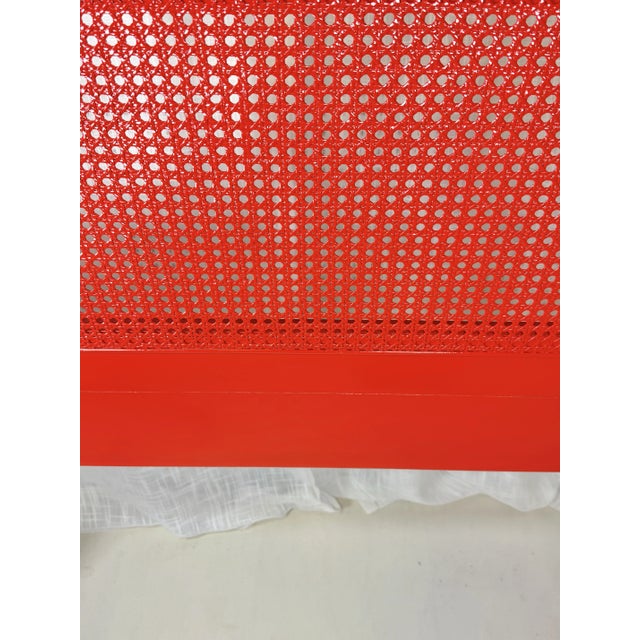 Vintage Bali Hai Faux Bamboo Cane Twin Headboard by Henry Link- Newly Painted Flirt Red by Behr For Sale - Image 9 of 11