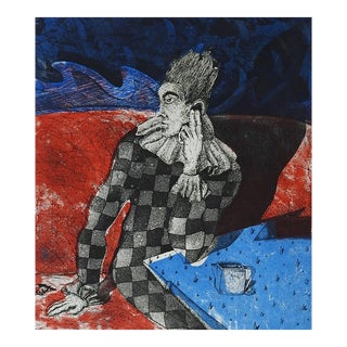 Mid 20th Century Surreal Harlequin Serigraph For Sale